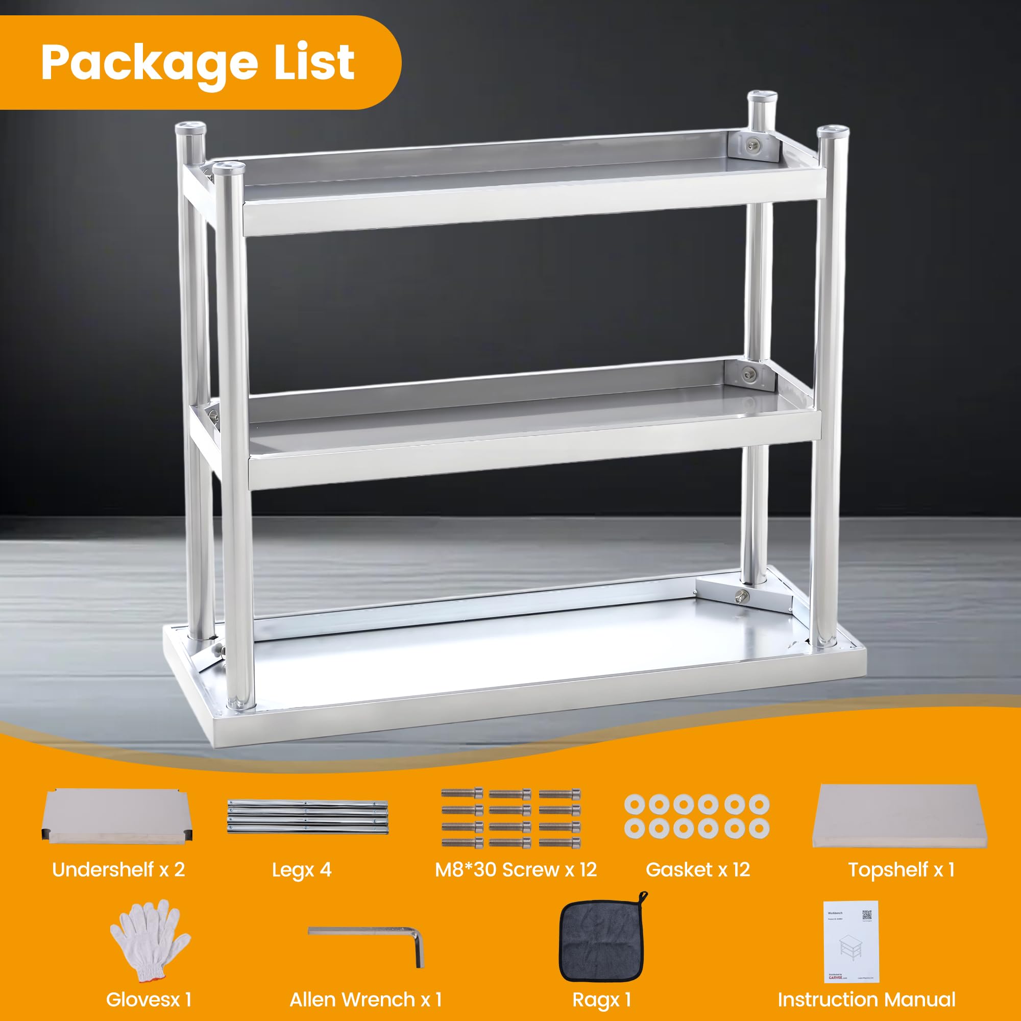 Mesa base de acero inoxidable industrial Garvee para cocina