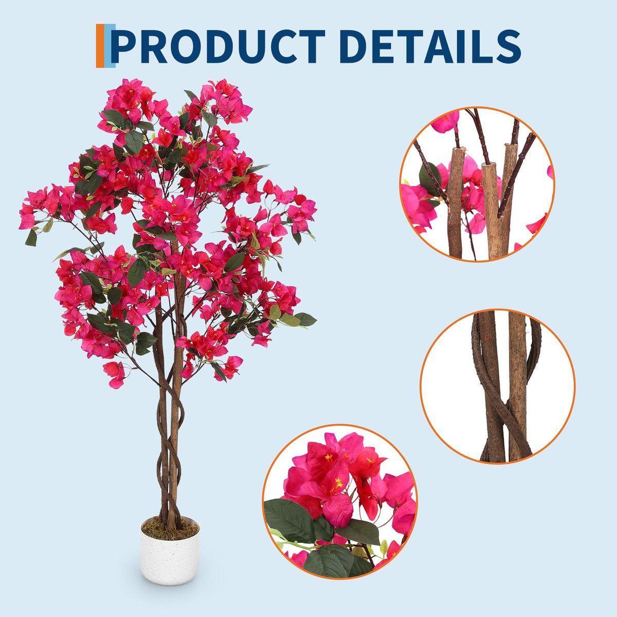 Planta artificial de buganvilla rosa decorativa Garvee