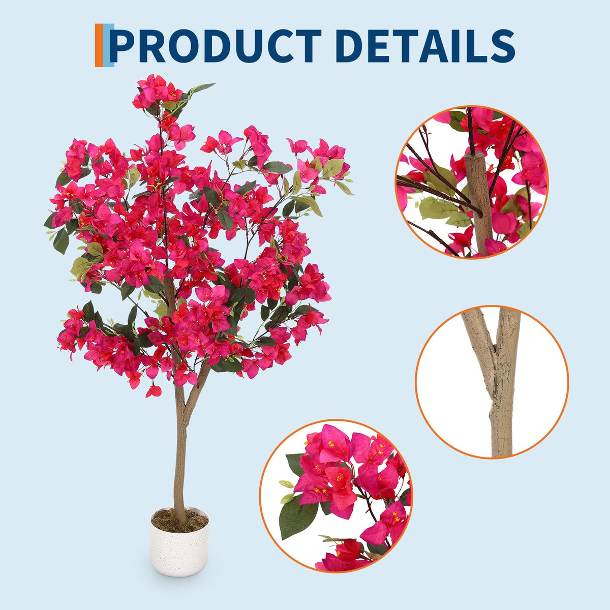 Planta decorativa de buganvilla rosa con maceta Garvee