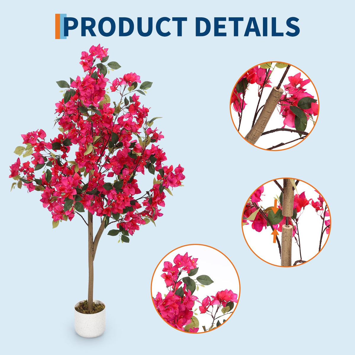 Árbol artificial decorativo de buganvilla rosa Garvee