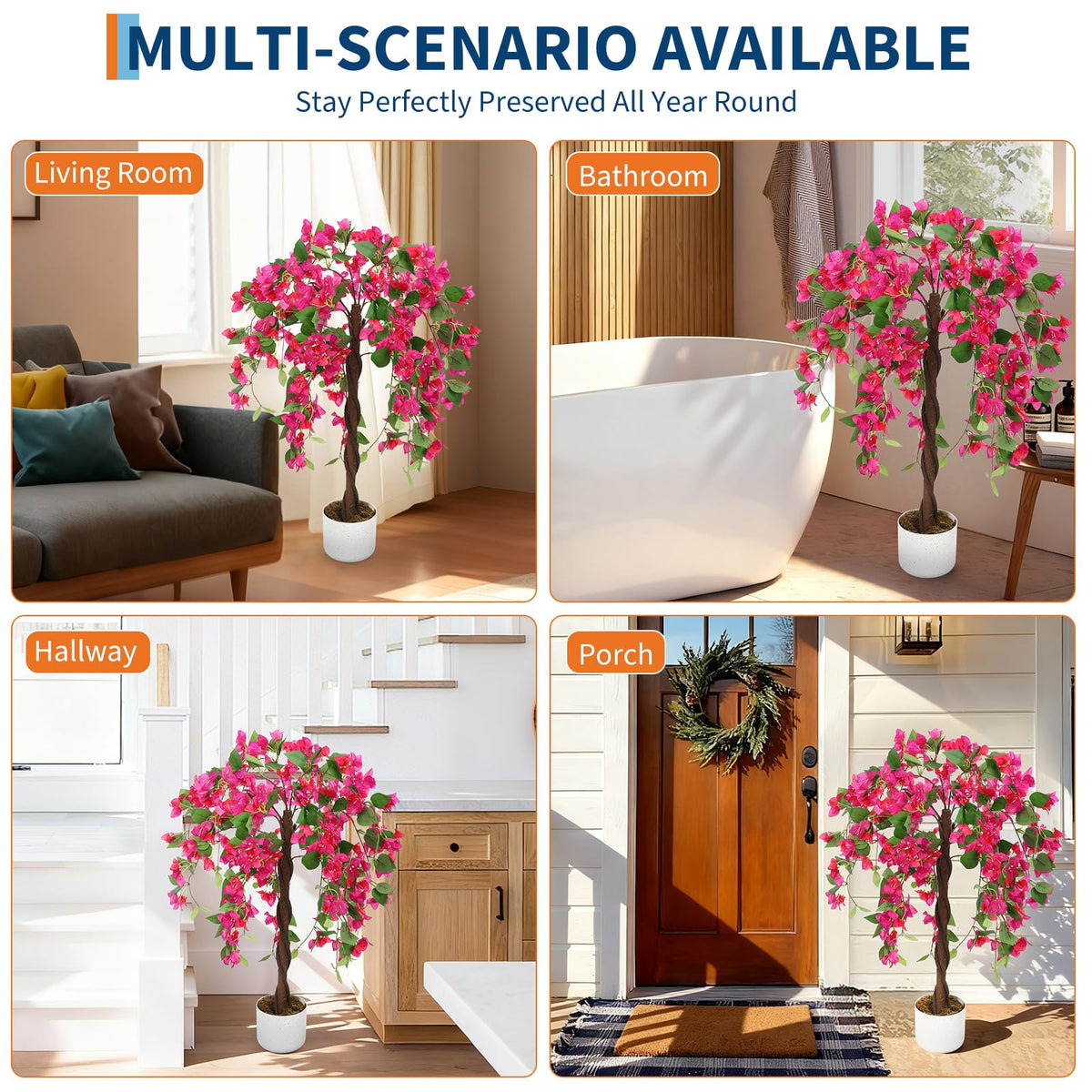 Árbol artificial decorativo de buganvilla rosa Garvee
